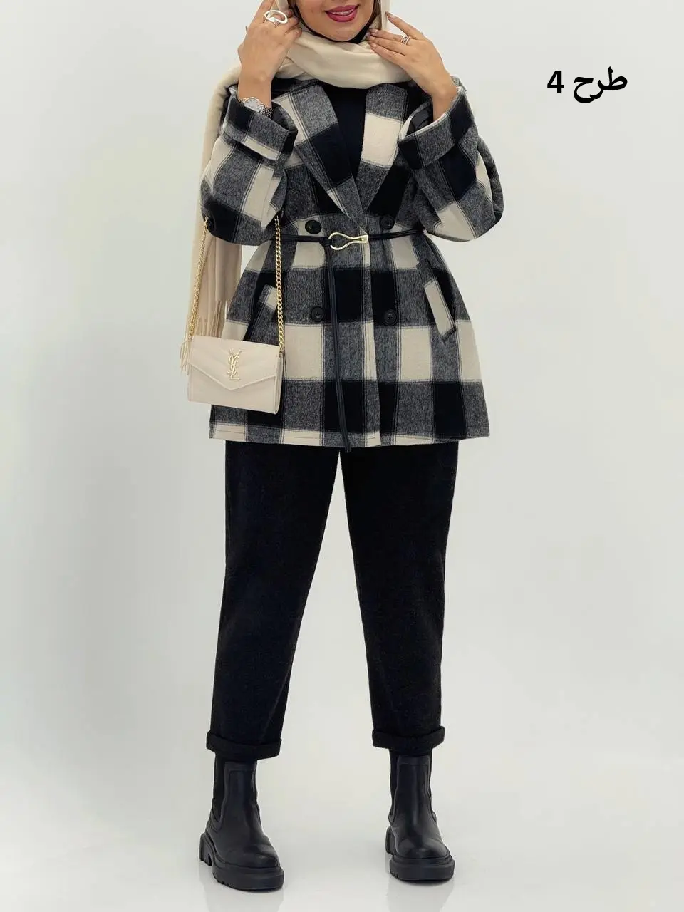 3568-کت چهارخونه شکلات